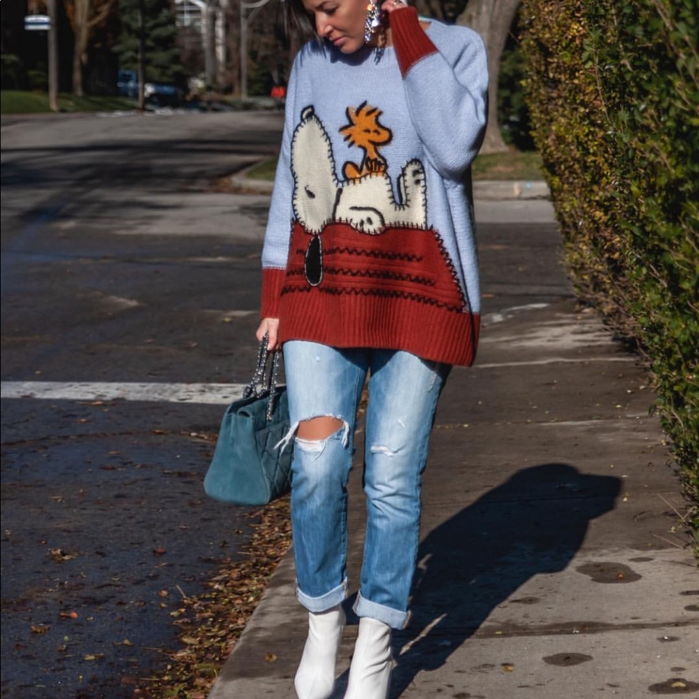ZARA Snoopy Peanuts Jacquard Sweater - Picture 4 of 8